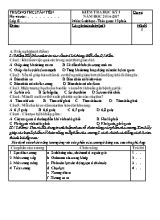 Đề kiểm tra học kì I Sinh học lớp 8 (Có đáp án) - Năm học 2016-2017 - Trường THCS Tân Tiến